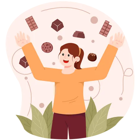 Woman celebrating chocolate day  Illustration