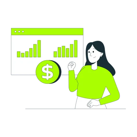 Woman Celebrating Financial Growth  Illustration