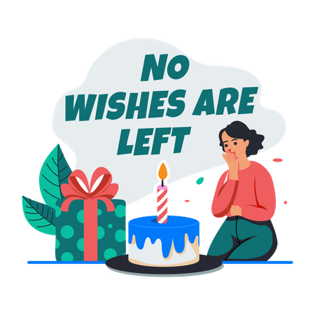 Woman celebrating her Birthday Alone  Illustration