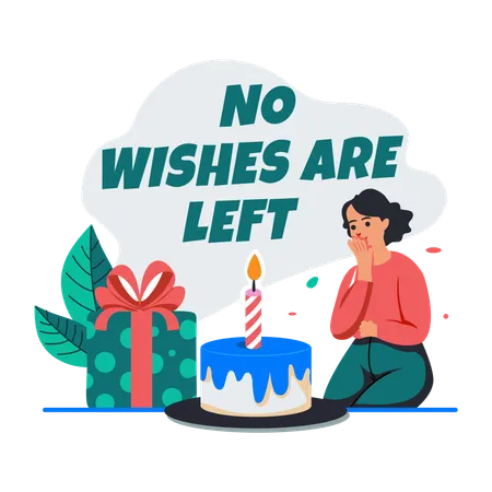 Woman celebrating her Birthday Alone  Illustration