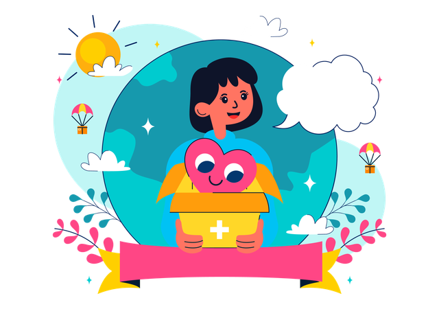 Woman celebrating International Day of Charity  Illustration