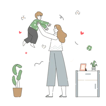 Woman Celebrating Motherhood  Illustration