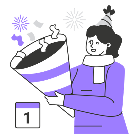 Woman celebrating new year  Illustration