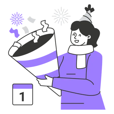 Woman celebrating new year  Illustration