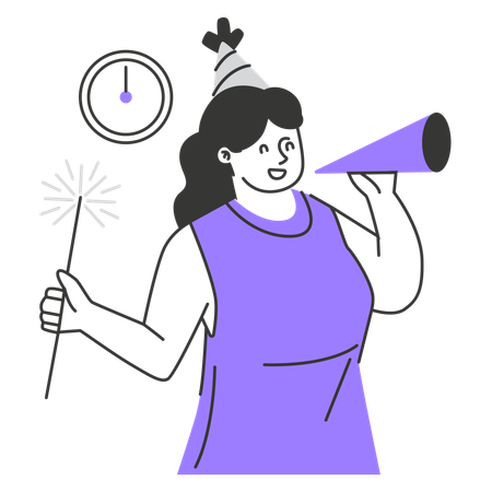 Woman celebrating new year  Illustration