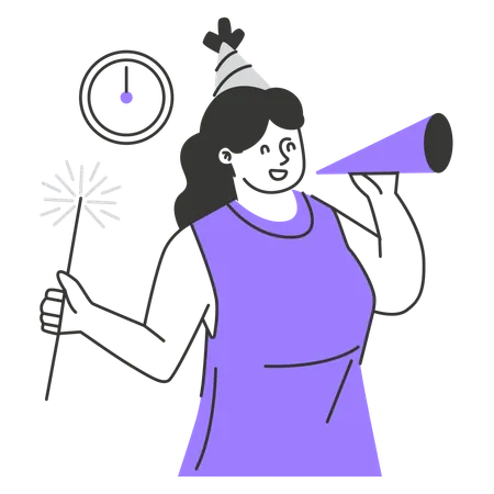 Woman celebrating new year  Illustration