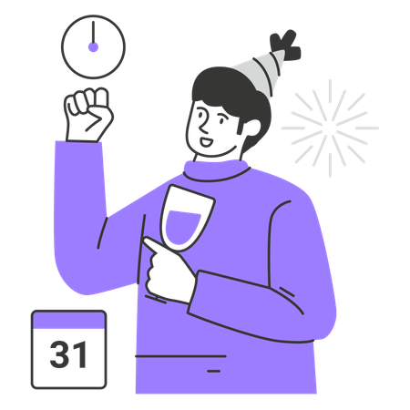 Woman celebrating new year  Illustration