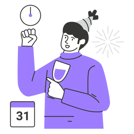 Woman celebrating new year  Illustration