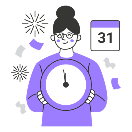 Woman celebrating new year  Illustration