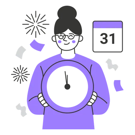 Woman celebrating new year  Illustration