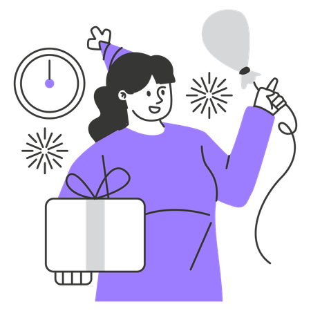 Woman celebrating new year  Illustration