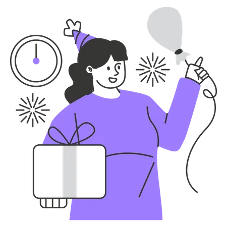 Woman celebrating new year  Illustration