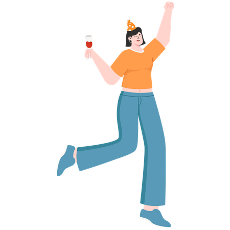 Woman celebrating new year party  Illustration