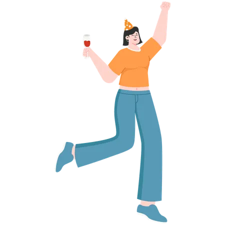 Woman celebrating new year party  Illustration