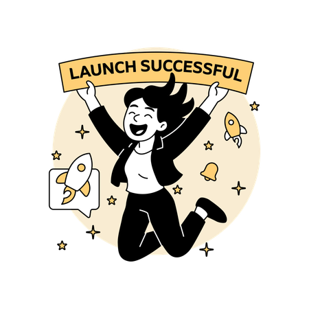 Woman Celebrating Product Launch  Illustration