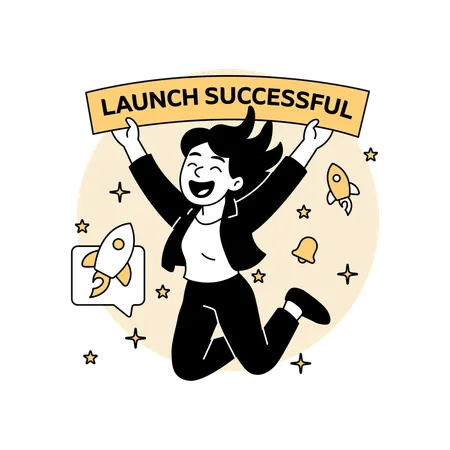 Woman Celebrating Product Launch  Illustration