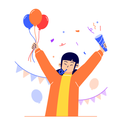 Woman celebrating success Illustration