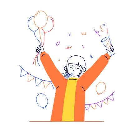 Woman celebrating success  Illustration