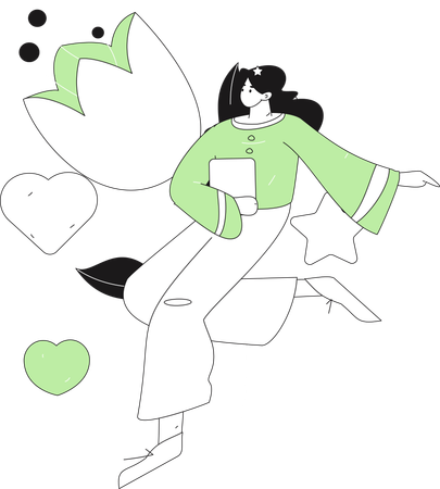 Woman celebrating Valentines Day  Illustration