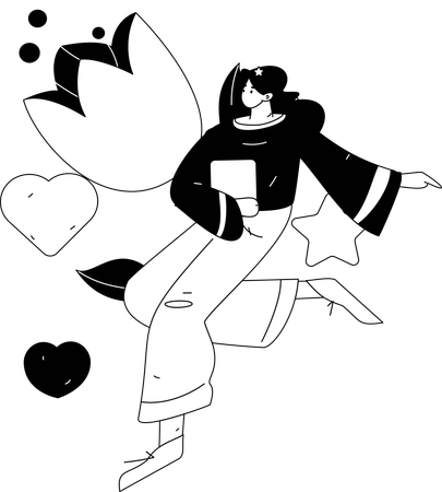 Woman celebrating Valentines Day  Illustration
