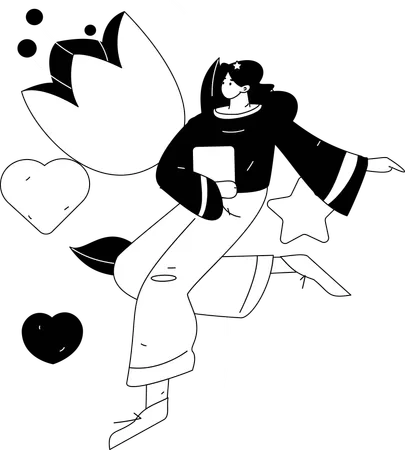 Woman celebrating Valentines Day  Illustration