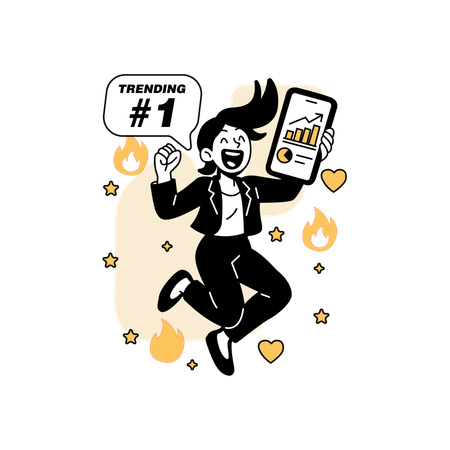 Woman Celebrating Viral Campaign Success  Illustration