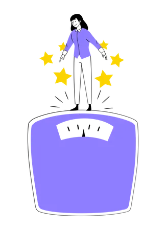 Woman Celebrating Weigh-In  Illustration