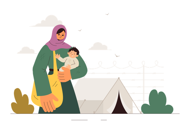Woman celebrating world refugee day  Illustration