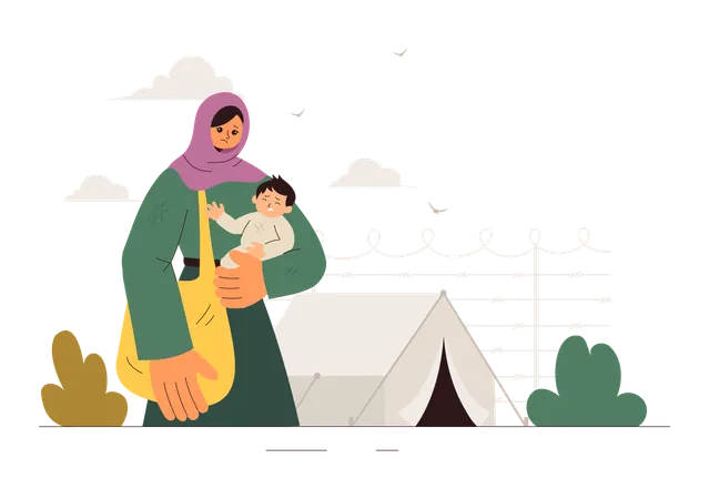Woman celebrating world refugee day  Illustration