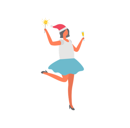 Woman celebrating xmas  Illustration