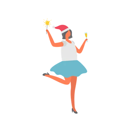 Woman celebrating xmas  Illustration