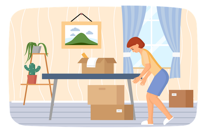 Woman changes place of residence  Illustration