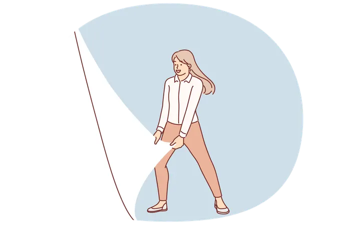 Woman changes reality by turning over imaginary page, wanting to change world for better  Illustration