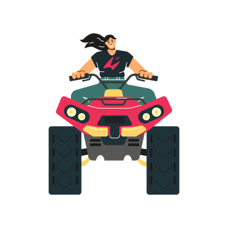 Woman character traveling on quad bike  Illustration