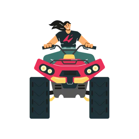Woman character traveling on quad bike  Illustration
