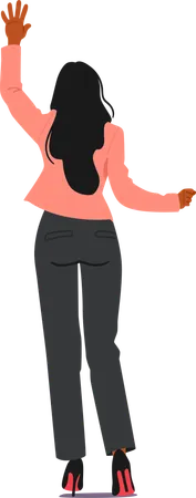 Woman Character Wearing Business Attire, Standing With Her Back Towards The Viewer And Reaching Upward  Illustration