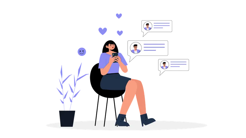 Woman chat on smartphone  Illustration