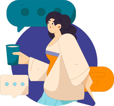 Woman chats on social media platform  Illustration