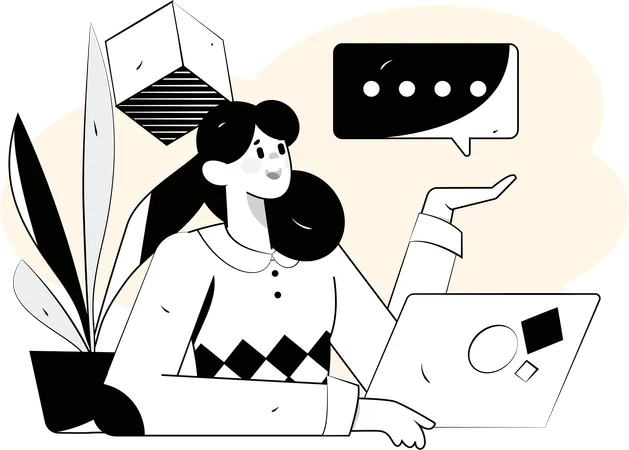Woman chats online  Illustration