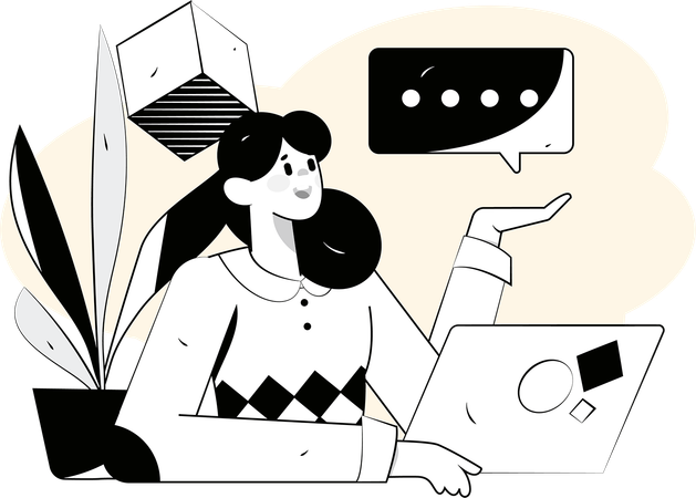 Woman chats online  Illustration