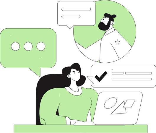 Woman chats online through social media  Illustration
