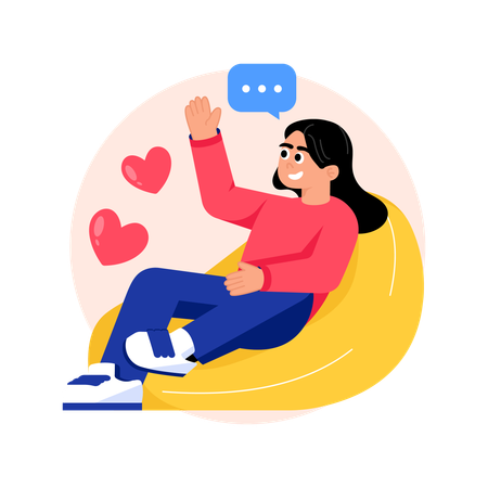 Woman chatting in Comfort zone  Illustration