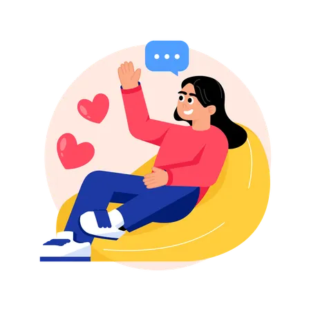 Woman chatting in Comfort zone  Illustration