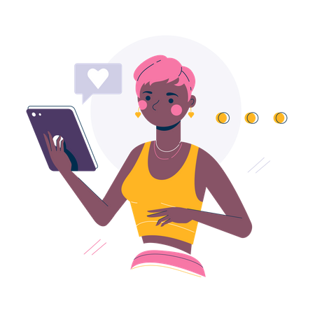 Woman chatting in date app  Illustration