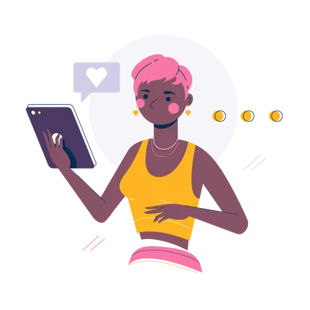 Woman chatting in date app  Illustration