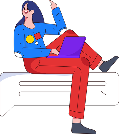 Woman chatting on laptop  Illustration