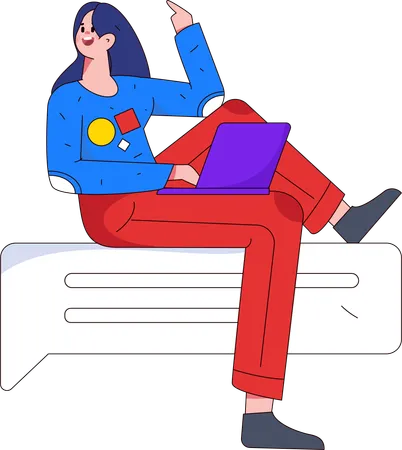 Woman chatting on laptop  Illustration