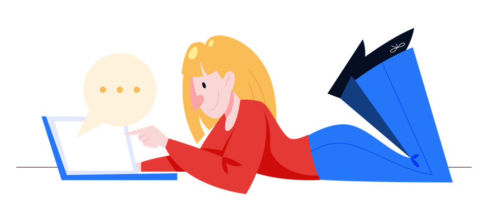 Woman chatting on laptop  Illustration