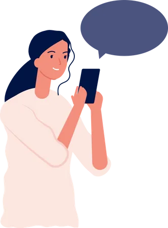 Woman Chatting On Mobile Illustration