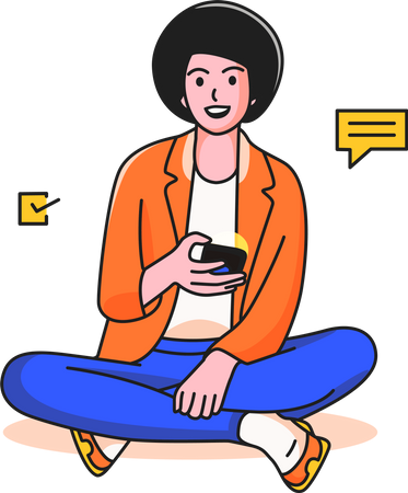 Woman chatting on mobile Illustration